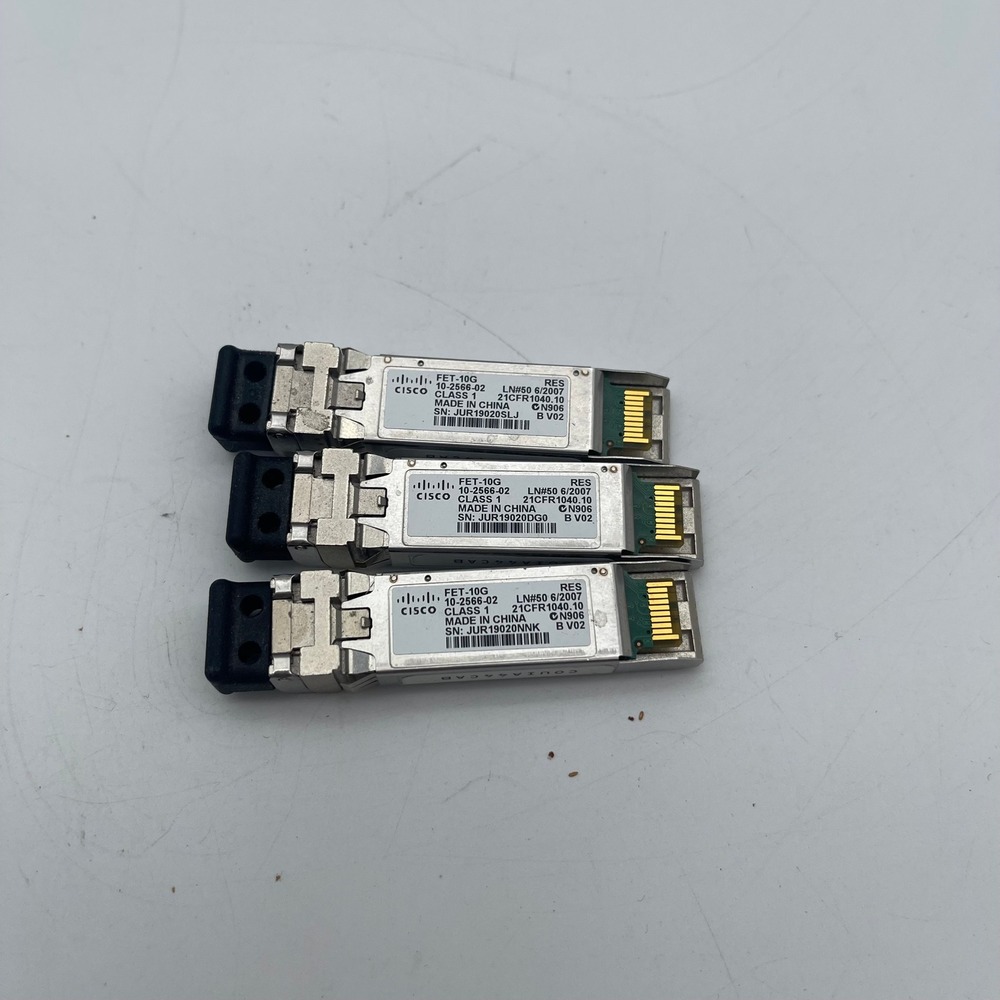 Lot of 3 Cisco FET-10G 10-2566-02 SFP+ Fabric Extender Transceiver Modules